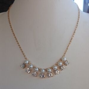 Paparazzi Gold Necklace with Pearls and Crystals